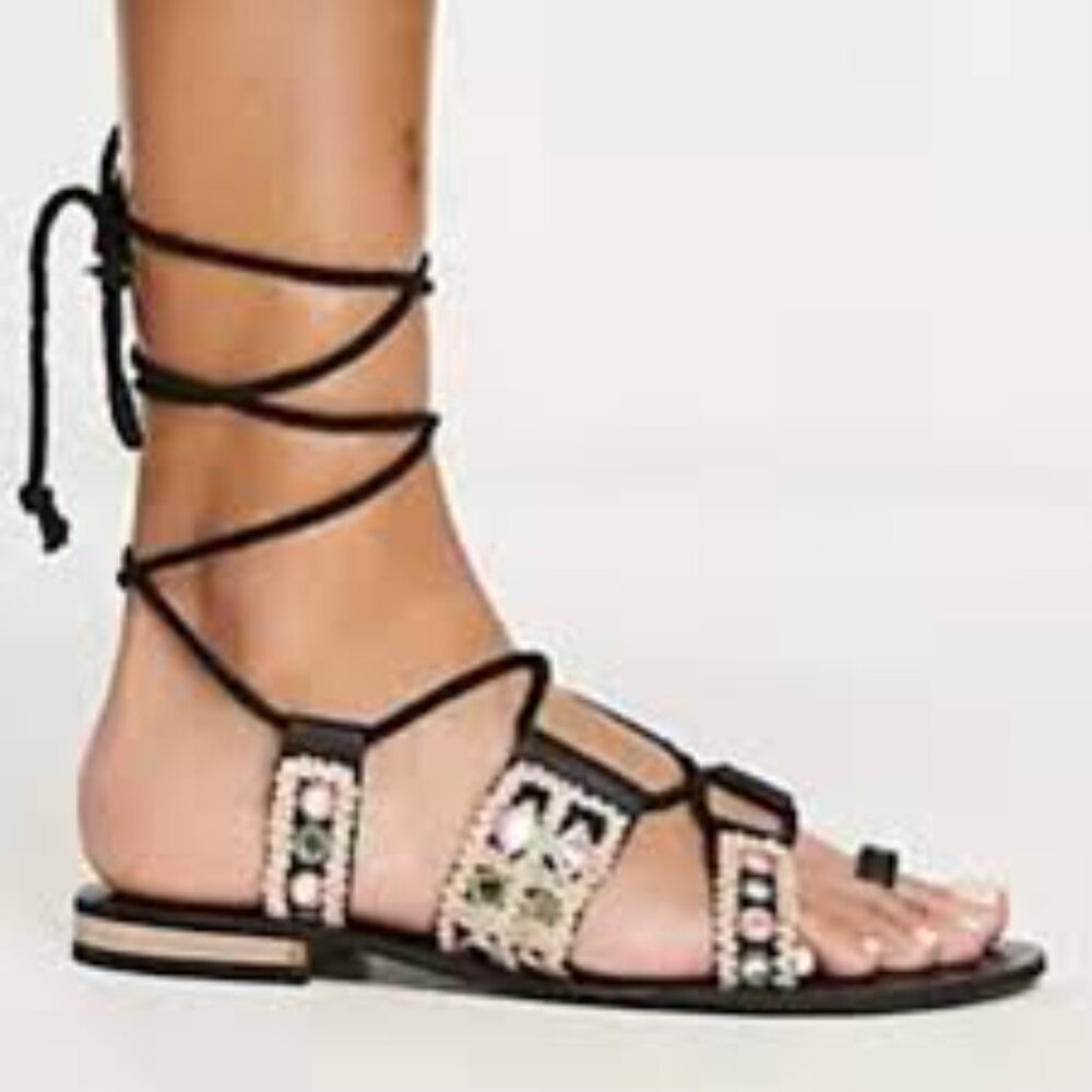 FREE PEOPLE Leather Mantra Mirror Sandals - Picture 2 of 7
